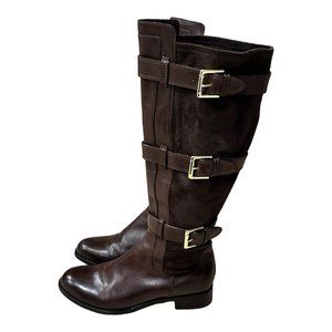 COLE HAAN NikeAir Leather Suede Buckle Knee High Boots Riding Western Size 7.5 B